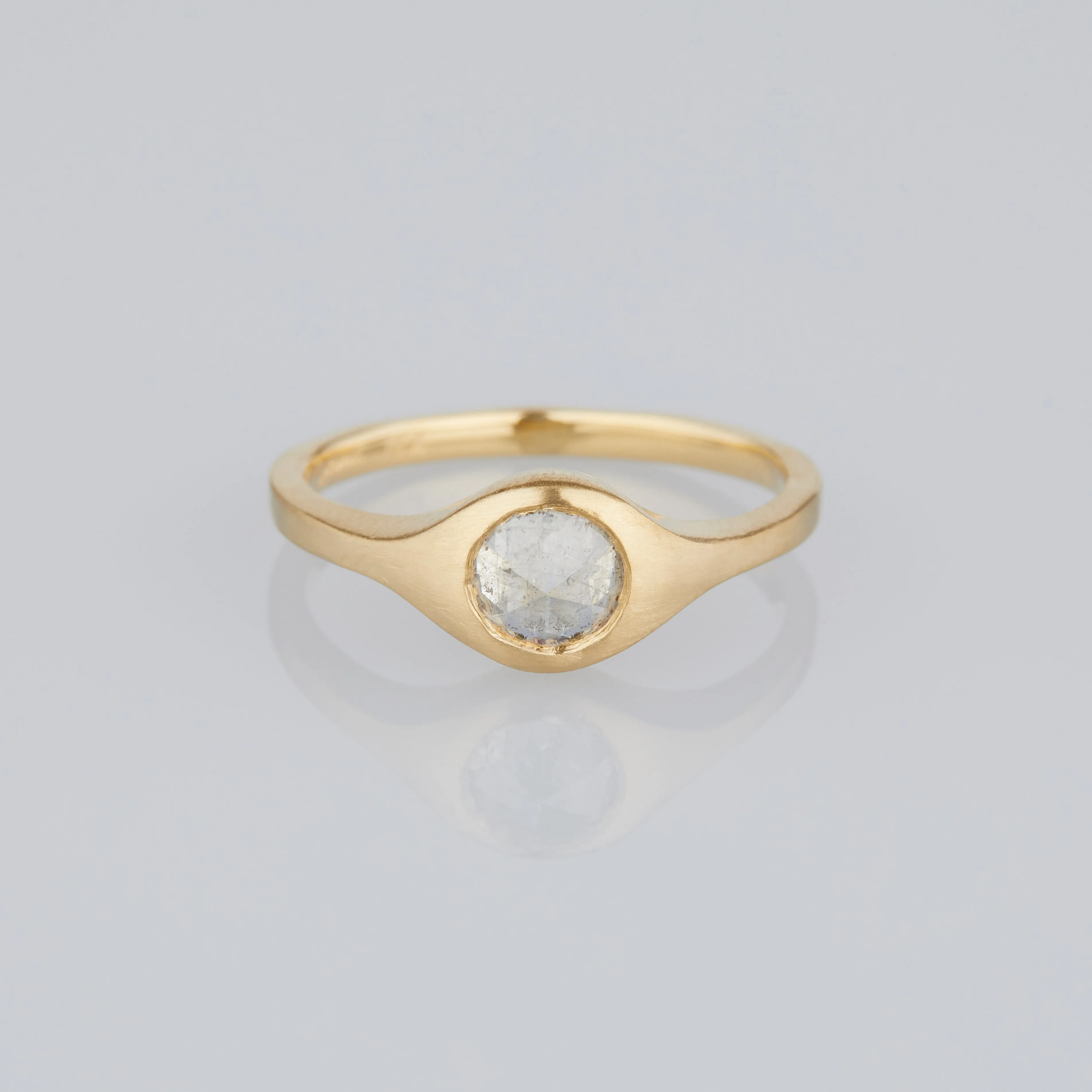 0.87 Carat One-of-a-Kind Rose Cut Grey Diamond Signet Ring | DR145-OOAK