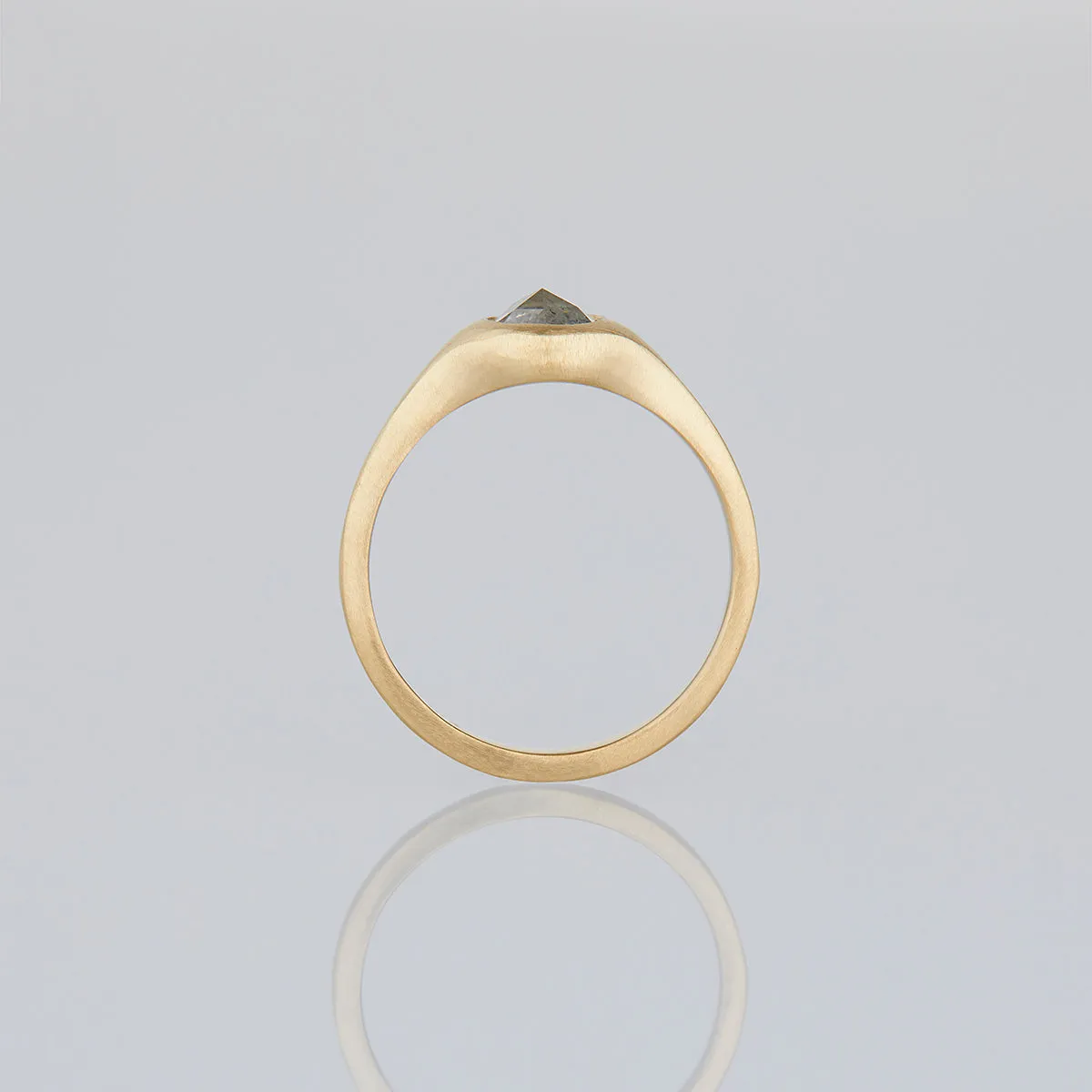 0.87 Carat One-of-a-Kind Rose Cut Grey Diamond Signet Ring | DR145-OOAK