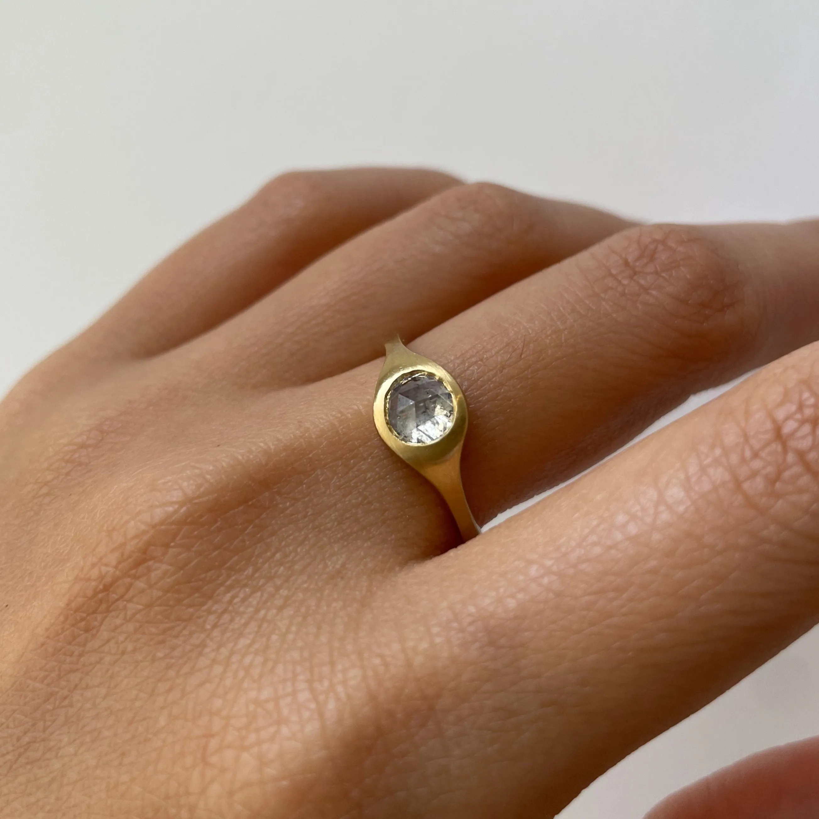 0.87 Carat One-of-a-Kind Rose Cut Grey Diamond Signet Ring | DR145-OOAK