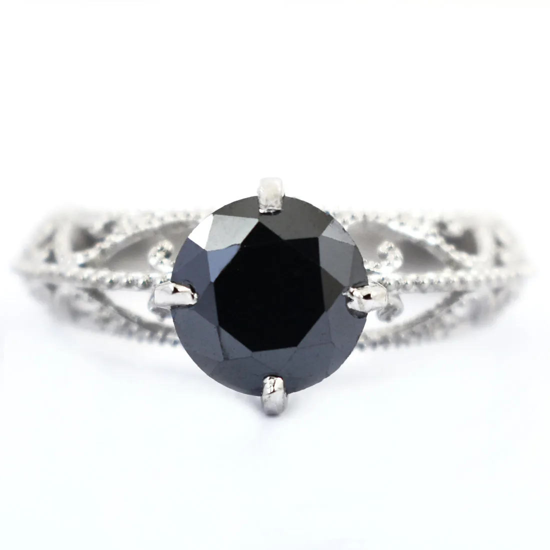1 Ct to 3 Ct Black Diamond Solitaire Ring in 925 Sterling Silver. Amazing Collection & Great Shine