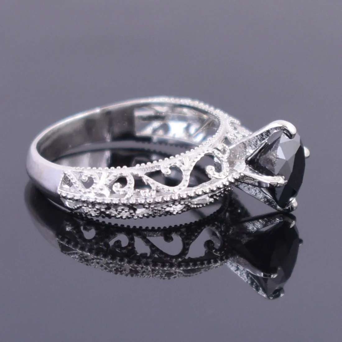 1 Ct to 3 Ct Black Diamond Solitaire Ring in 925 Sterling Silver. Amazing Collection & Great Shine