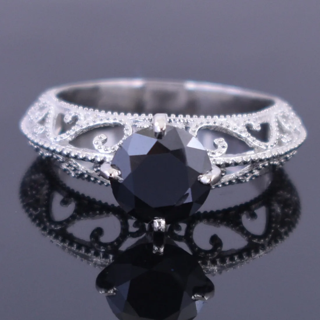 1 Ct to 3 Ct Black Diamond Solitaire Ring in 925 Sterling Silver. Amazing Collection & Great Shine