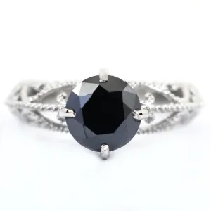 1 Ct to 3 Ct Black Diamond Solitaire Ring in 925 Sterling Silver. Amazing Collection & Great Shine