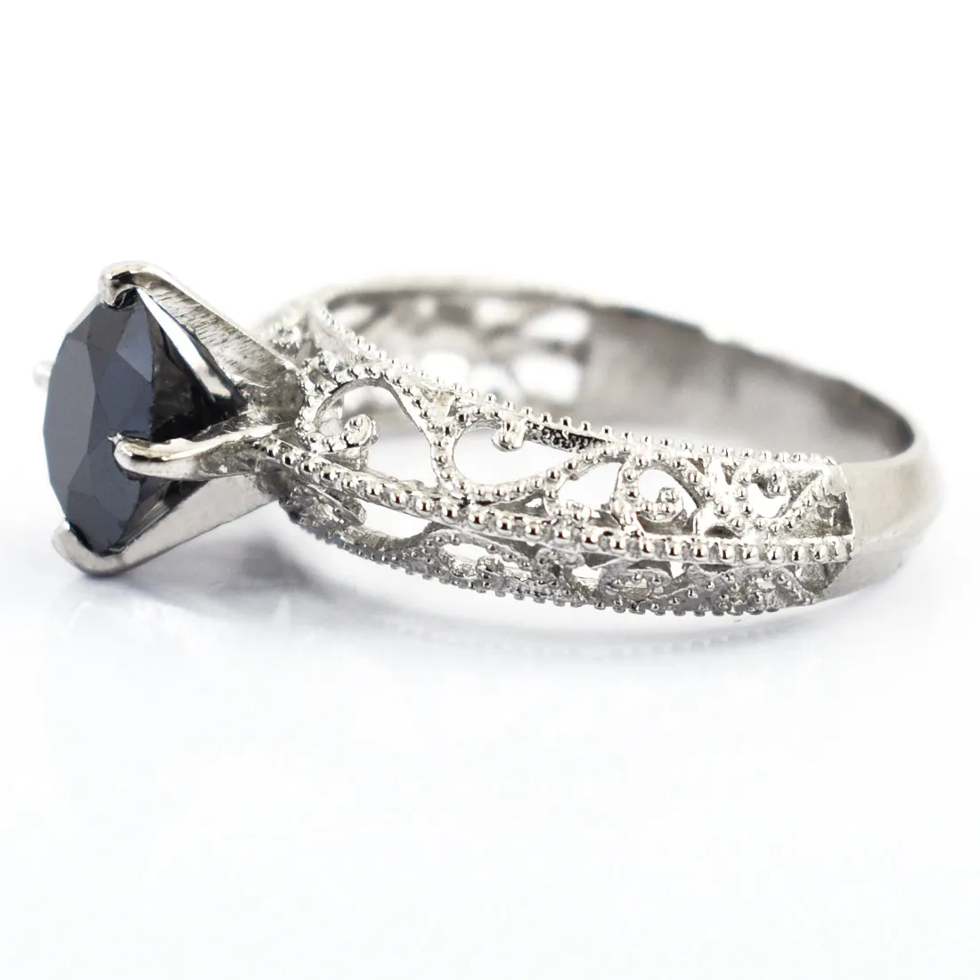 1 Ct to 3 Ct Black Diamond Solitaire Ring in 925 Sterling Silver. Amazing Collection & Great Shine