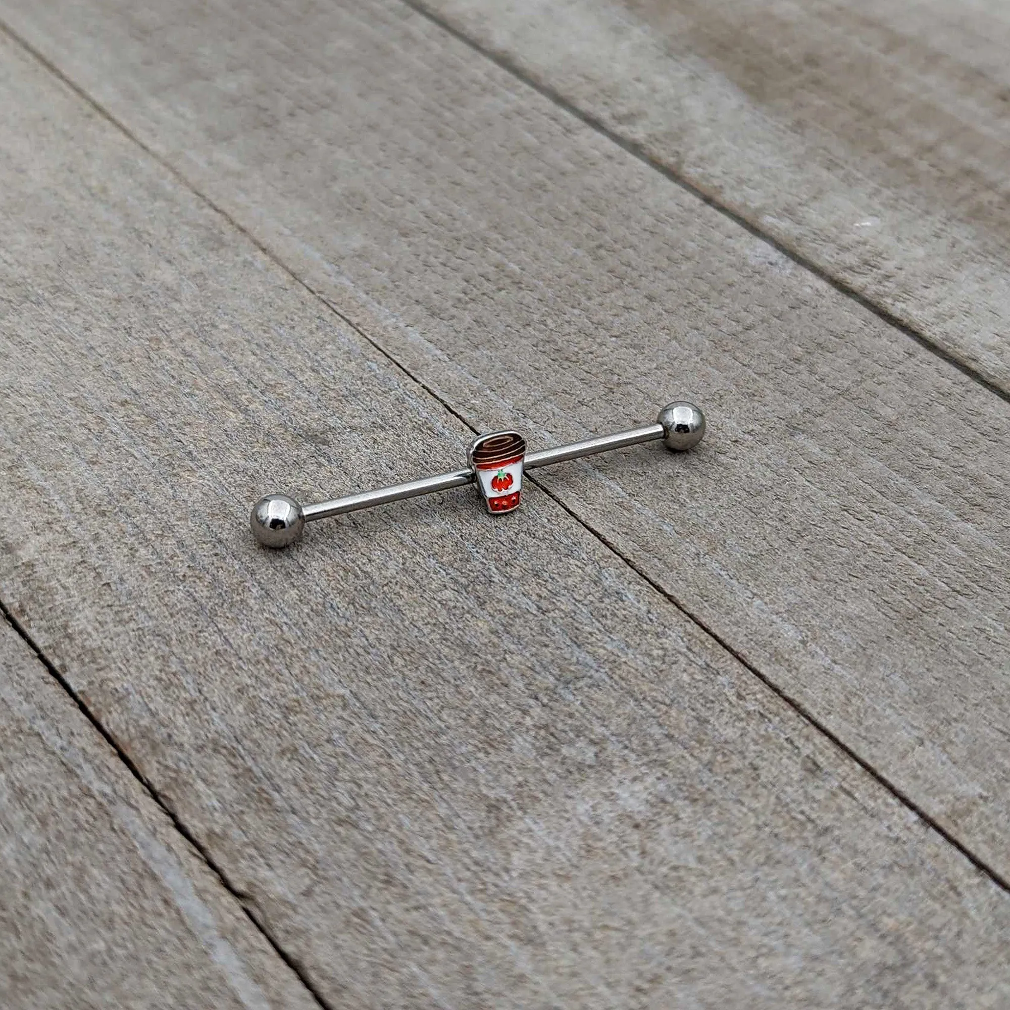 14 Gauge Sweet Pumpkin Latte Thanksgiving Industrial Barbell 38mm