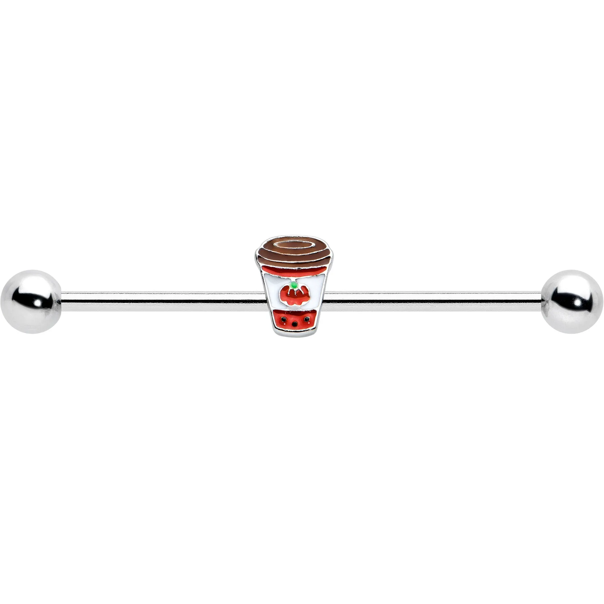 14 Gauge Sweet Pumpkin Latte Thanksgiving Industrial Barbell 38mm