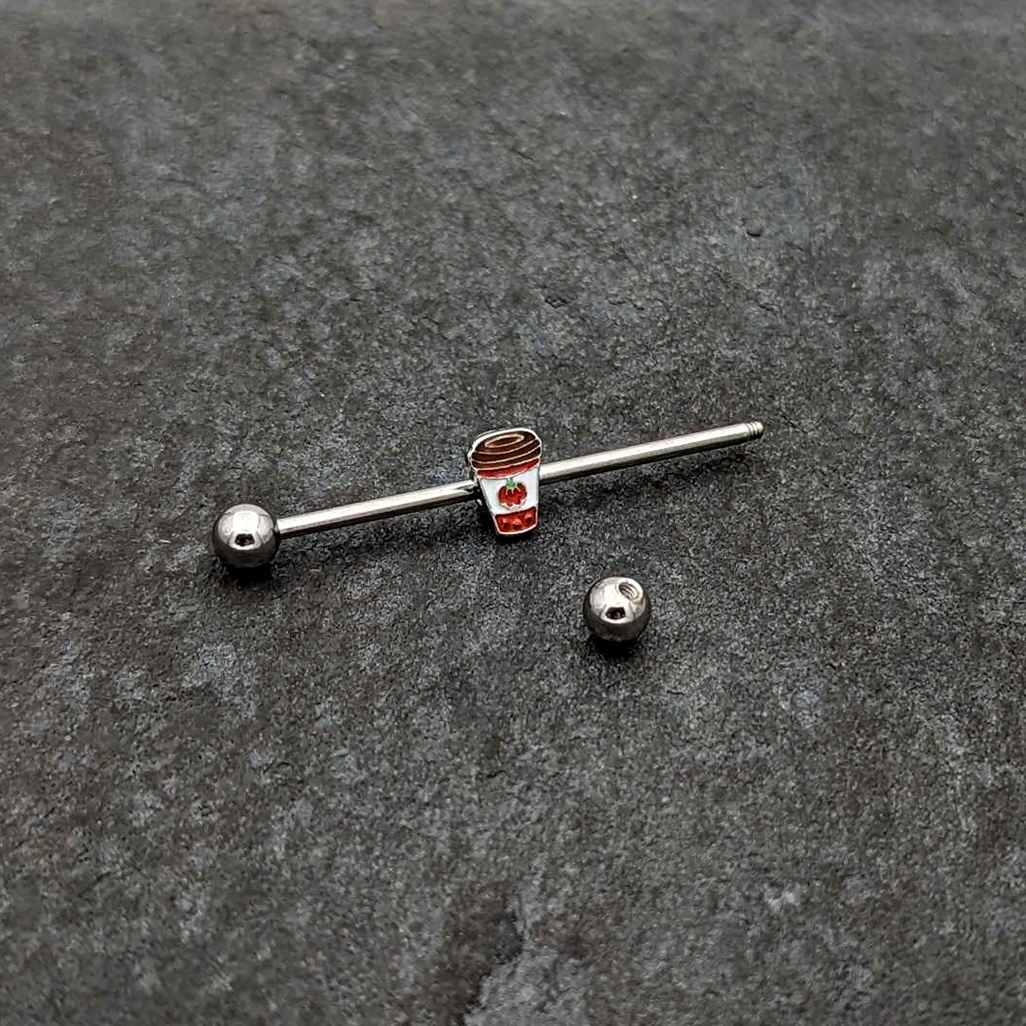 14 Gauge Sweet Pumpkin Latte Thanksgiving Industrial Barbell 38mm