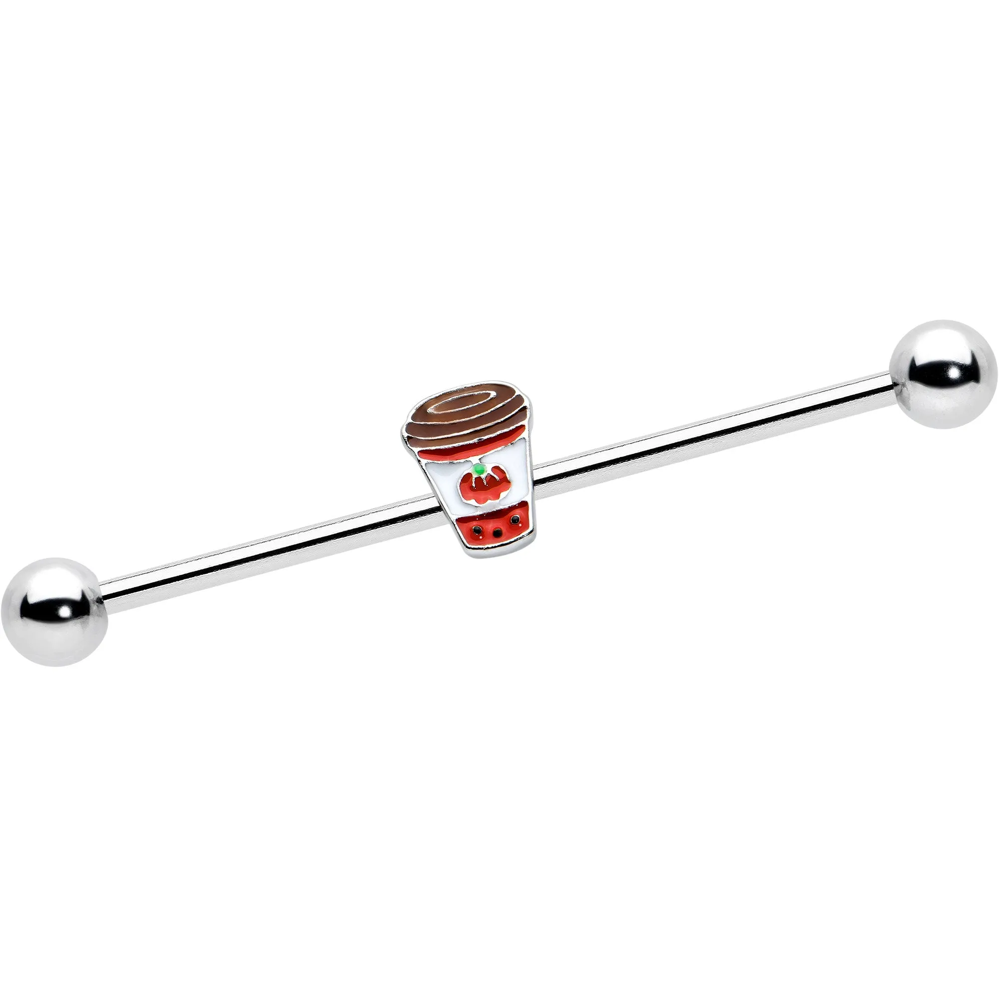 14 Gauge Sweet Pumpkin Latte Thanksgiving Industrial Barbell 38mm