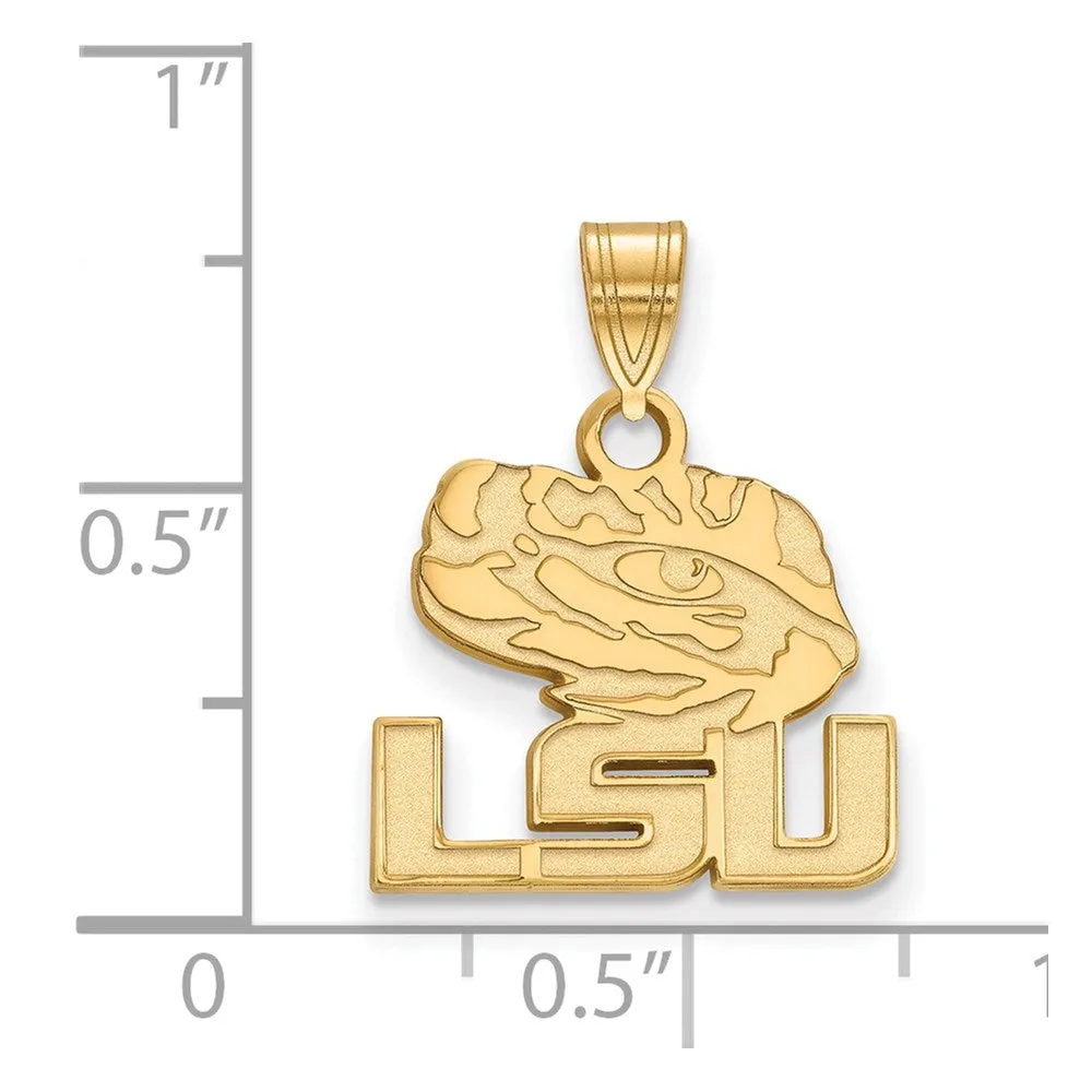 14k Gold Louisiana State University L-S-U Tiger Eye Small Pendant