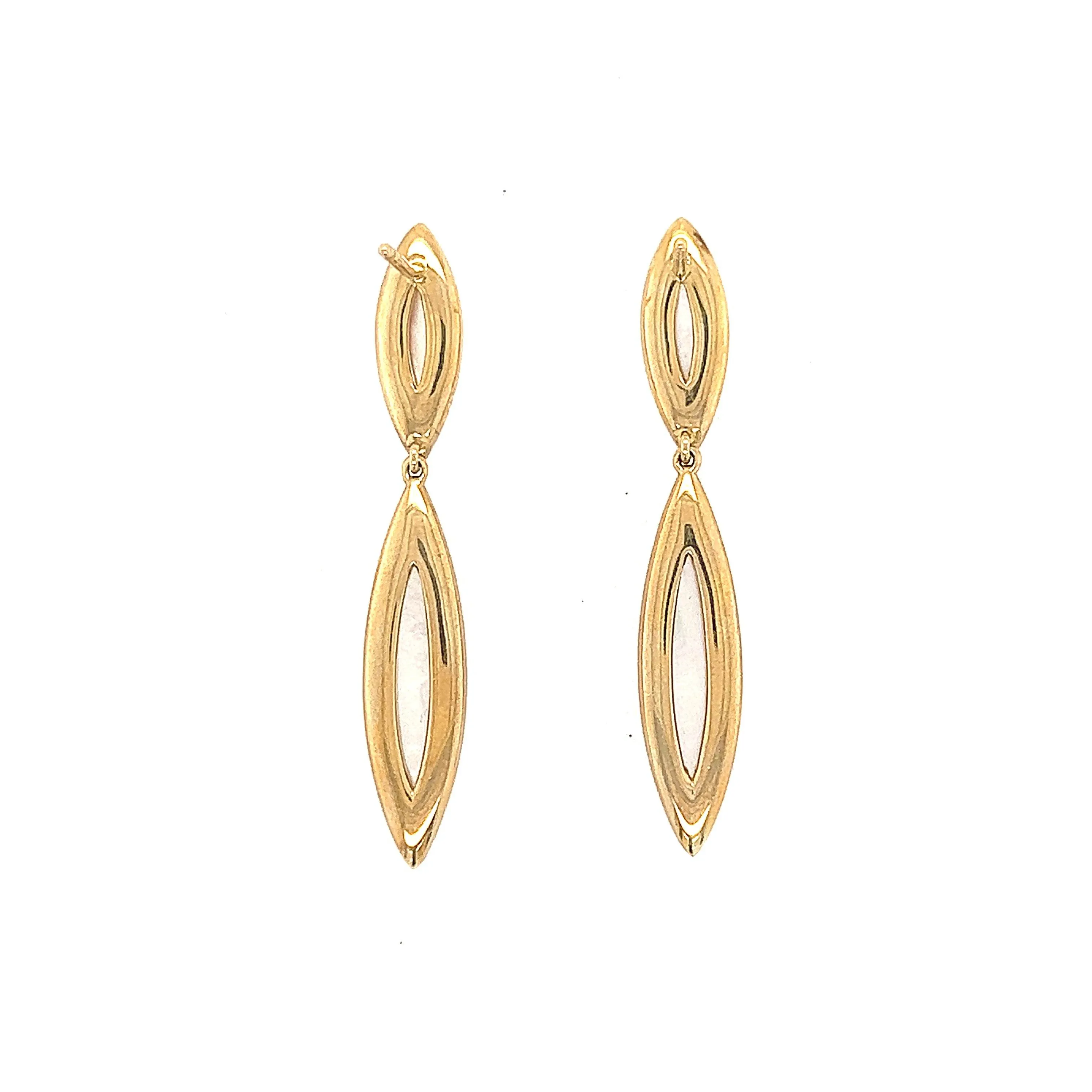 14K Yellow Gold Diamond And Mother Of Pearl Drop Earrings
