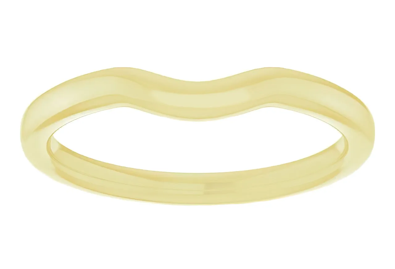 14K Yellow Gold Smooth Curved Half Round Wedding Band