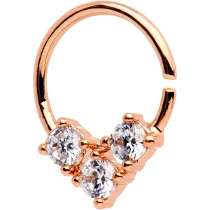 16 Gauge Clear CZ Rose Gold Tone Triple Triangle Circular Ring