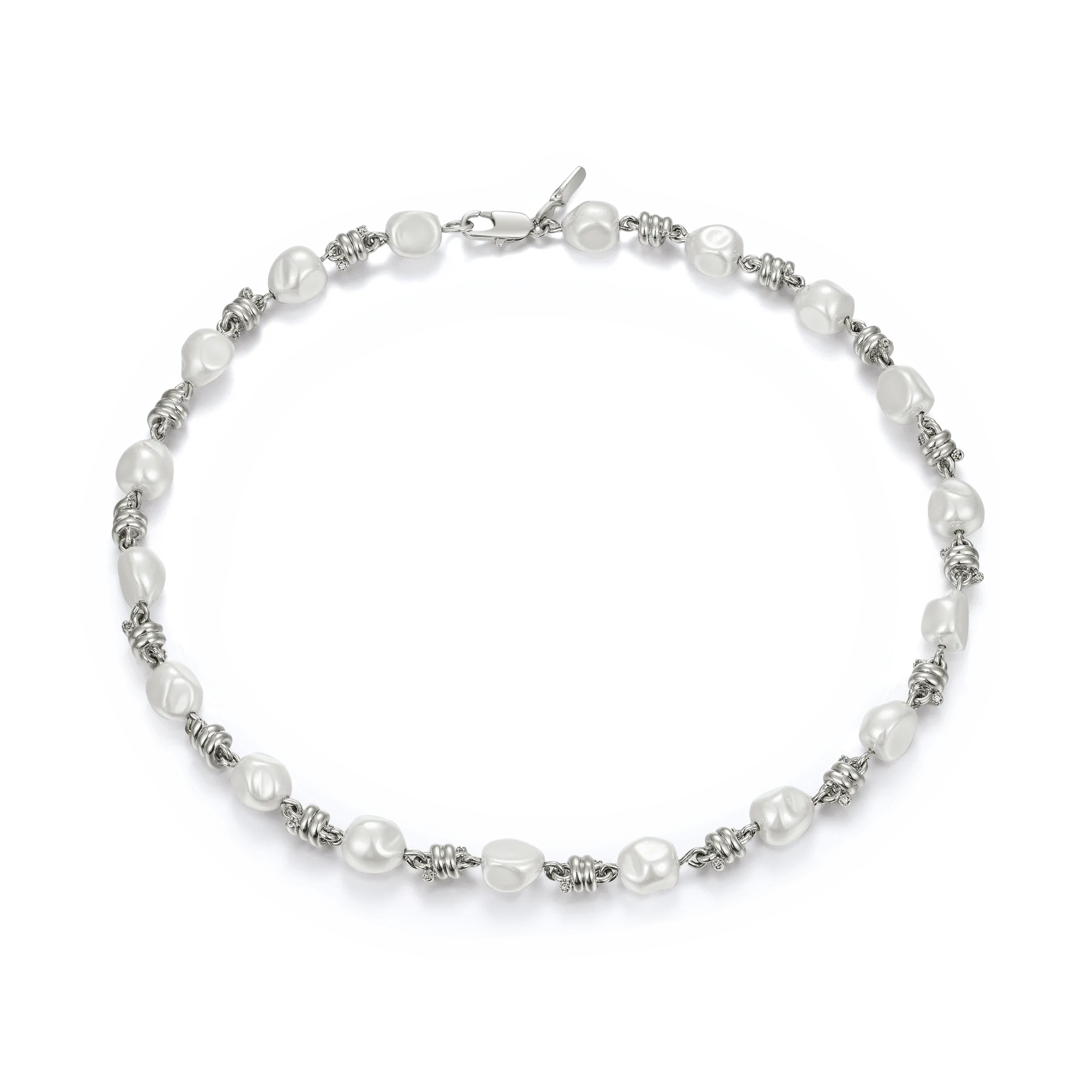 18" Barbed Wire Pearl Mix Chain