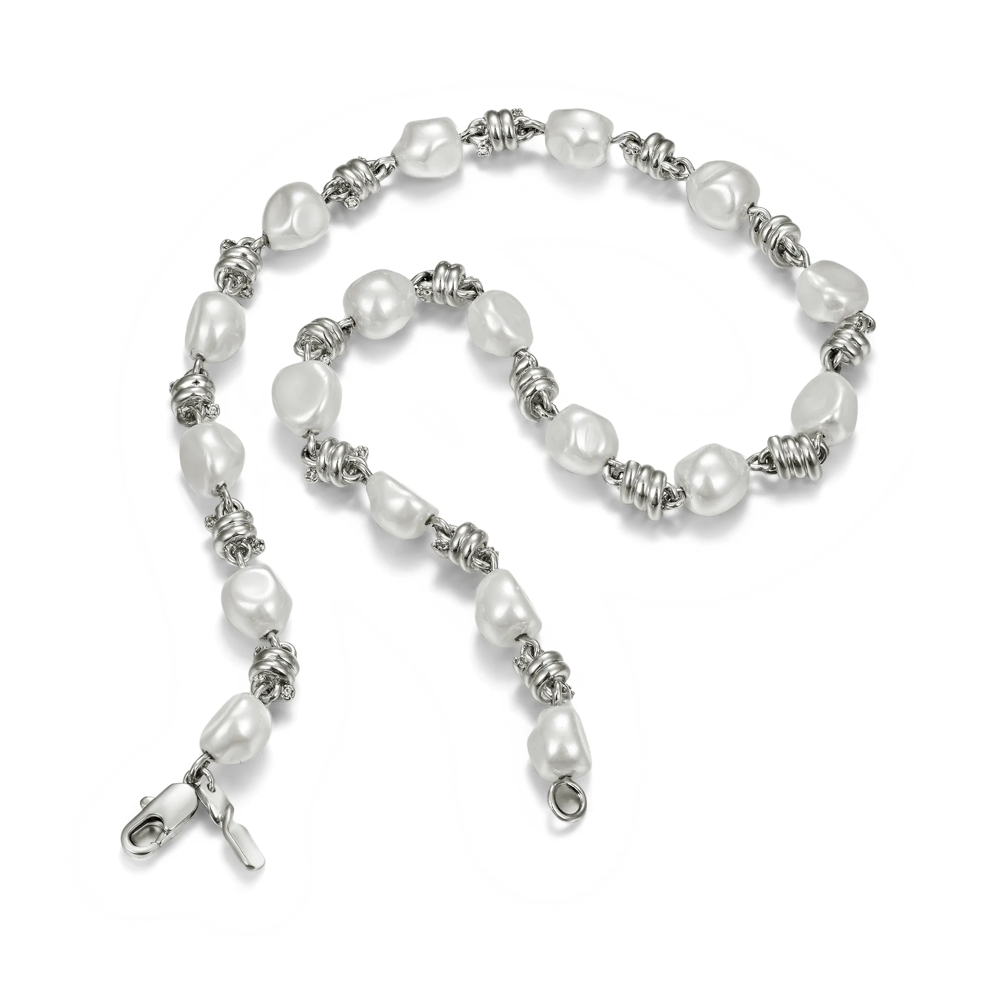 18" Barbed Wire Pearl Mix Chain