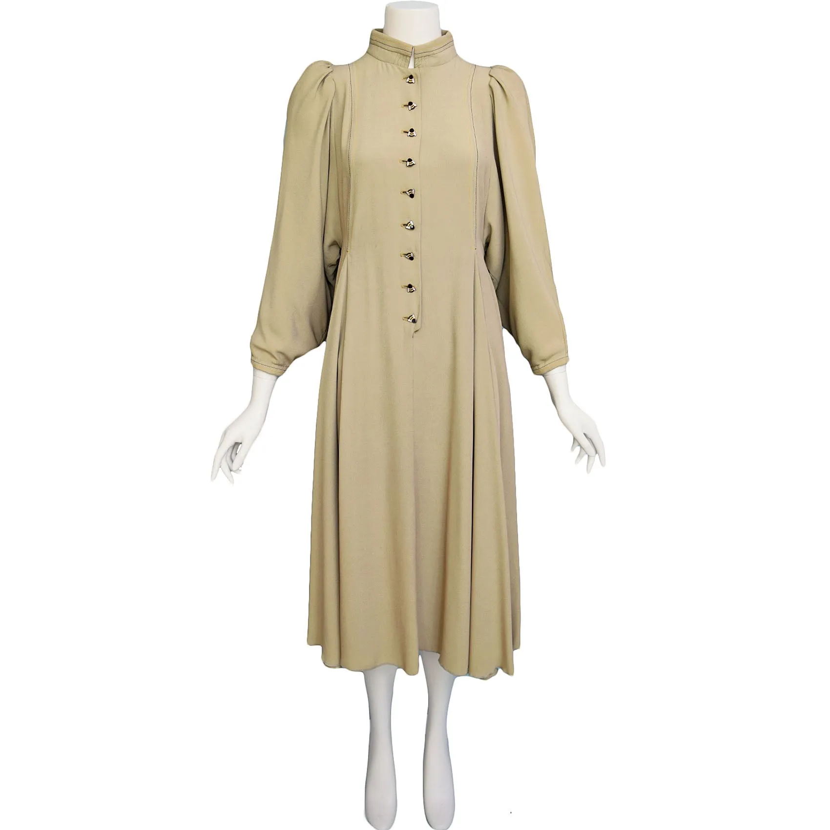 1970s Bill Gibb Bee Button Dress