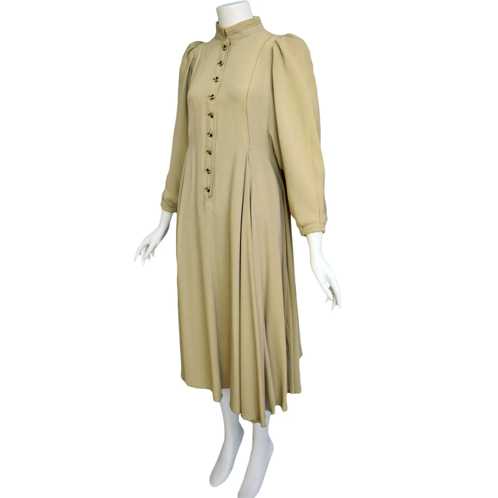 1970s Bill Gibb Bee Button Dress