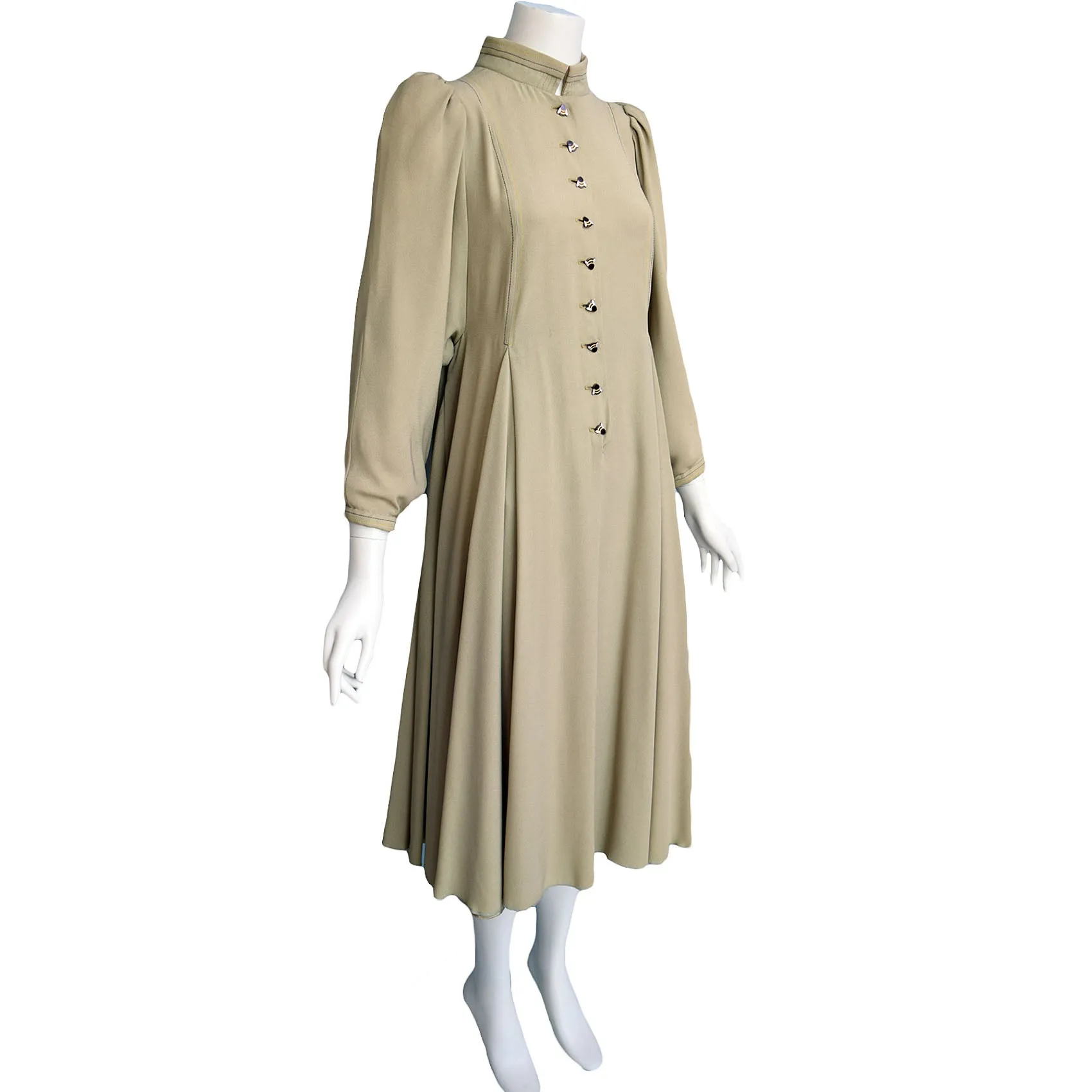 1970s Bill Gibb Bee Button Dress