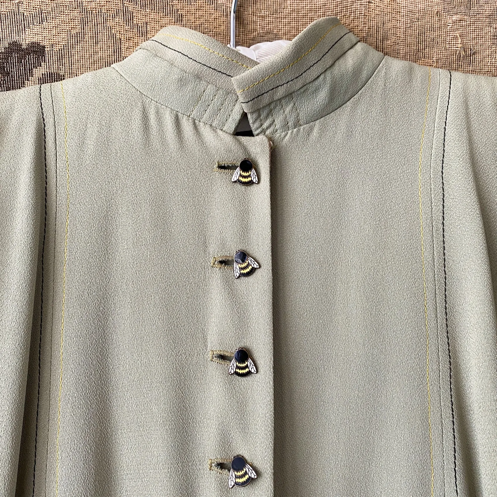 1970s Bill Gibb Bee Button Dress