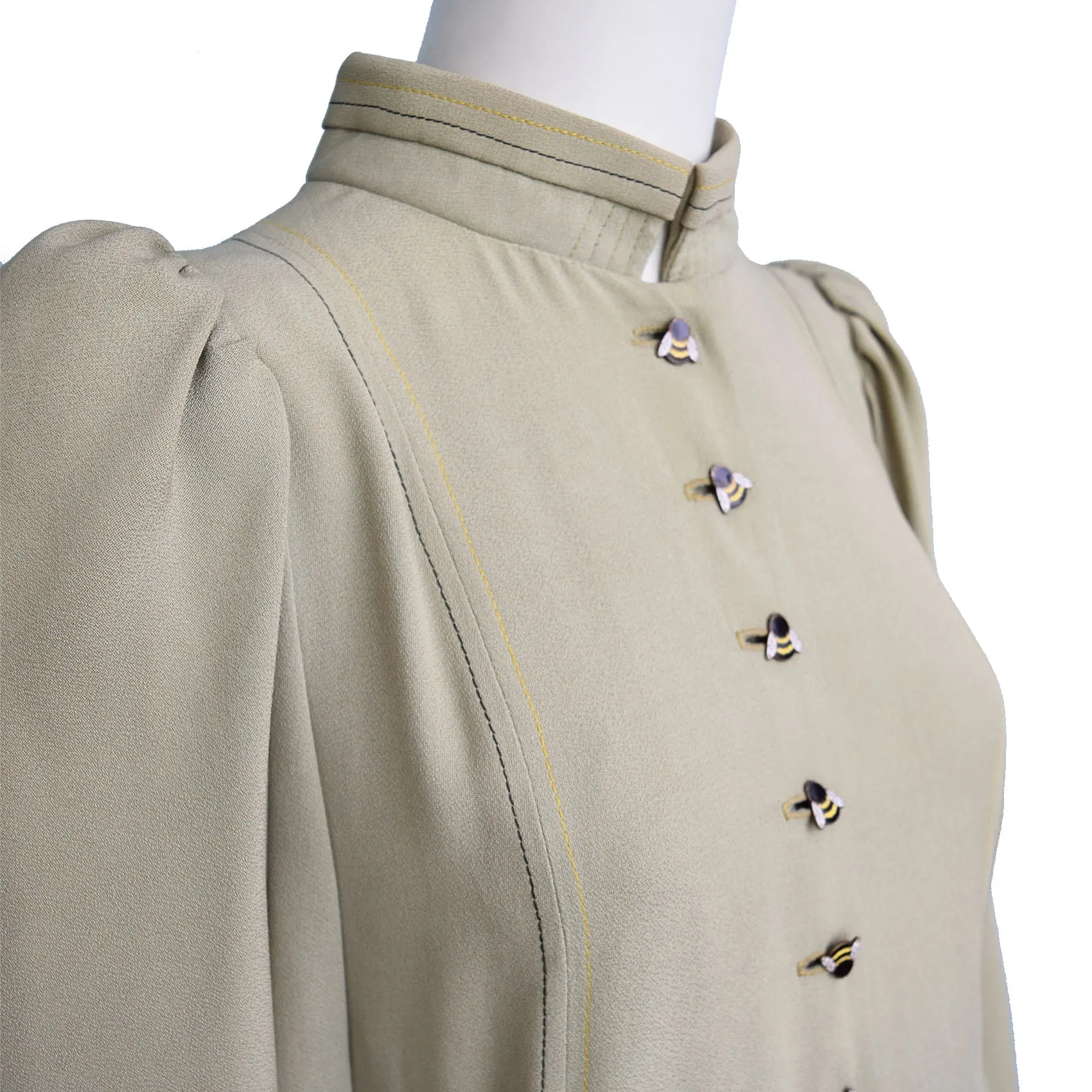 1970s Bill Gibb Bee Button Dress