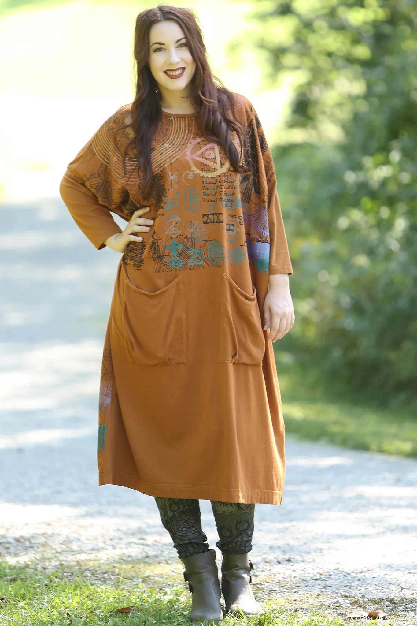 2303 Cotton Bamboo Mariposa Dress-Amber