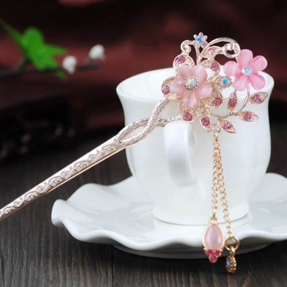 2pcs Cat Eye Stone Hair Pin