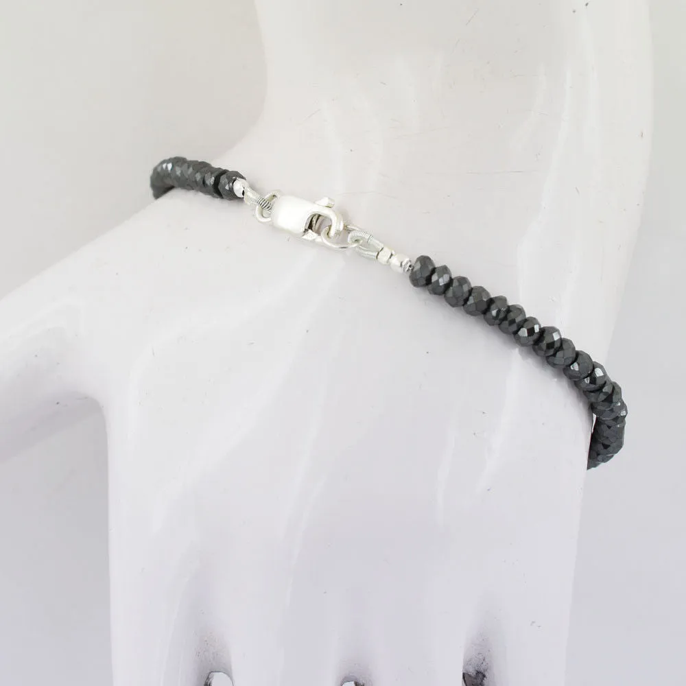 30 Ct Certified Black Diamond Beaded Bracelet with Cube Shape Bead. Ideal Gift for Wife, Girlified