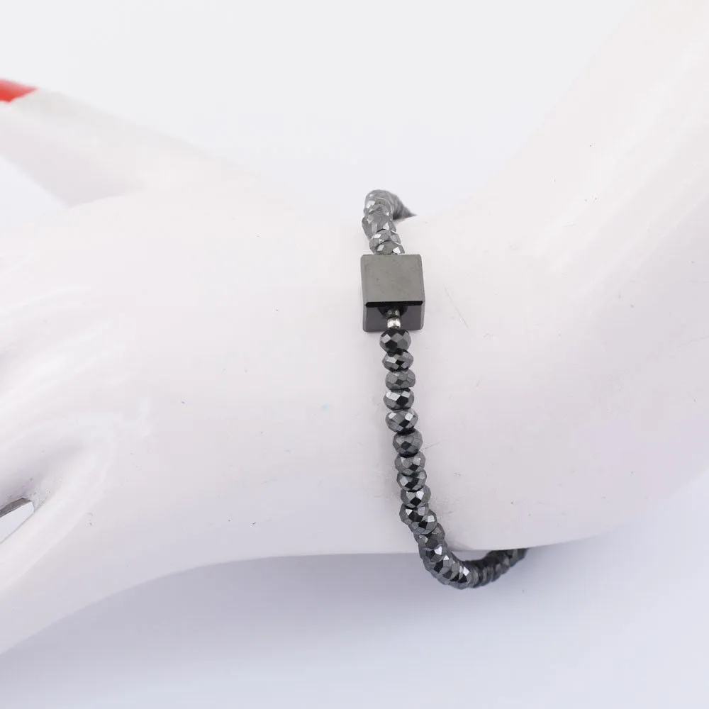 30 Ct Certified Black Diamond Beaded Bracelet with Cube Shape Bead. Ideal Gift for Wife, Girlified
