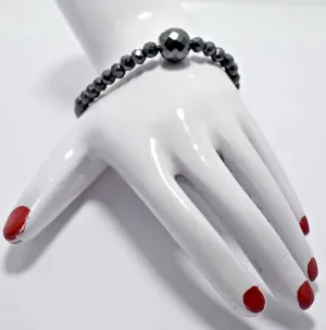 30 Ct Certified Round Faceted Black Diamond Beaded Bracelet, For Birthday Gift, Anniversary Gift