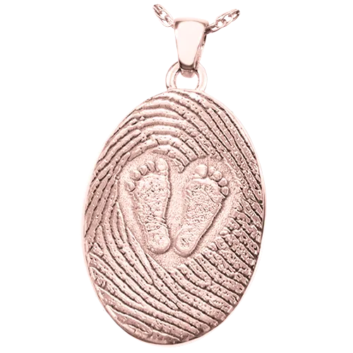 3D Babyfeet inside Heart   Mother's Fingerprint Pendant