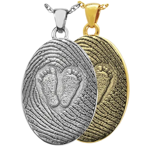 3D Babyfeet inside Heart   Mother's Fingerprint Pendant