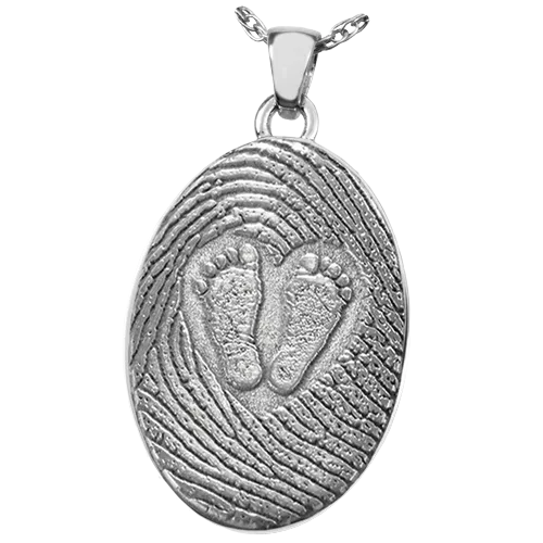 3D Babyfeet inside Heart   Mother's Fingerprint Pendant