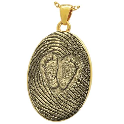 3D Babyfeet inside Heart   Mother's Fingerprint Pendant
