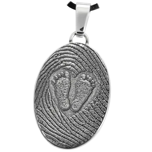 3D Babyfeet inside Heart   Mother's Fingerprint Pendant