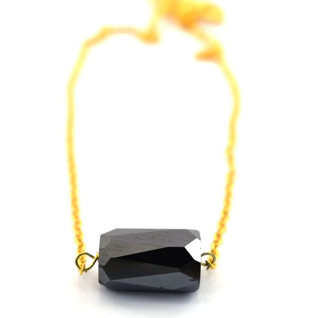 4.50 Carat Certified Pipe Shape Black Diamond Chain Bracelet in 925 Silver, Great Shine & Luster