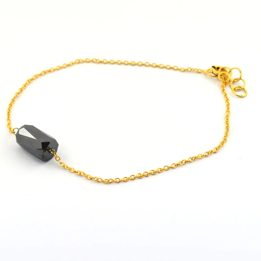 4.50 Carat Certified Pipe Shape Black Diamond Chain Bracelet in 925 Silver, Great Shine & Luster