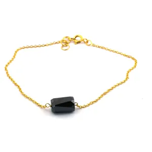 4.50 Carat Certified Pipe Shape Black Diamond Chain Bracelet in 925 Silver, Great Shine & Luster