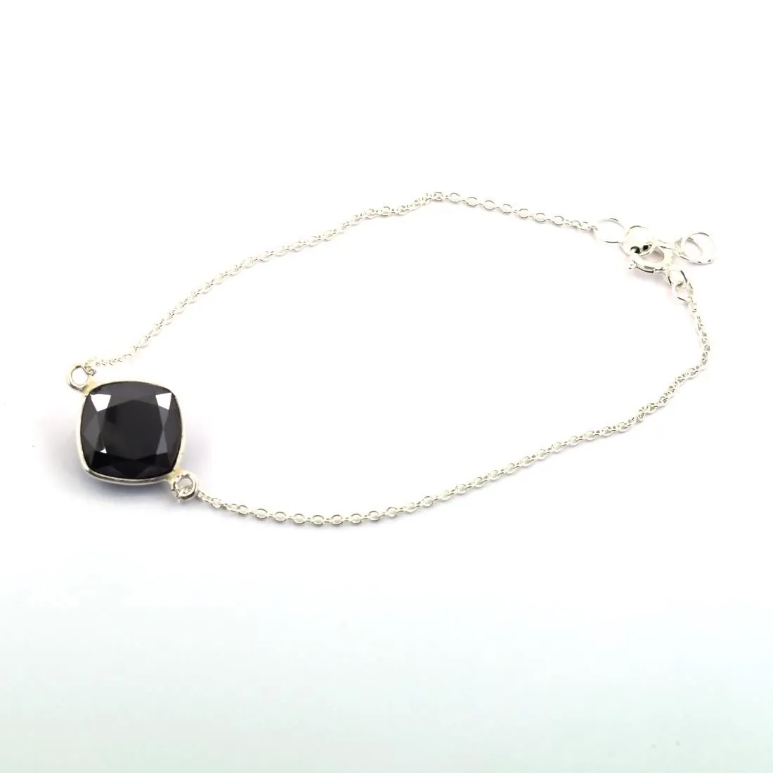 5 Carat Cushion Shape Black Diamond Chain Bracelet In Sterling Silver. AAA Certified ! Great Shine