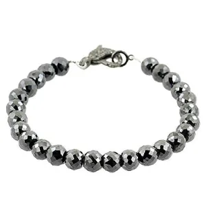 5 mm Black Diamond Beaded Bracelet With Pave Diamond Fish Lock. AAA Certified! Amazing Collection & New Style