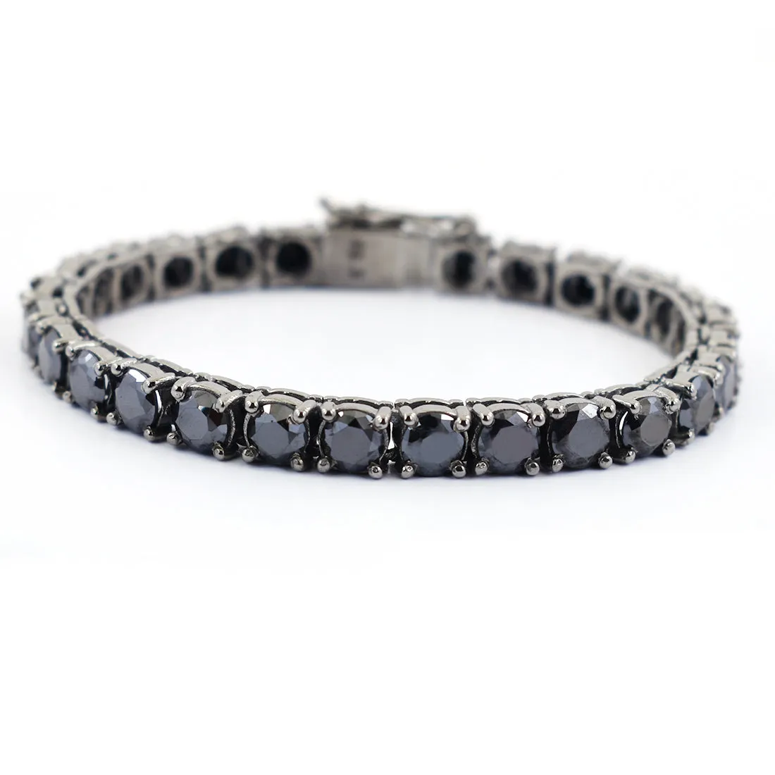 5 mm Black Diamond Tennis Bracelet in 925 Silver, 100% Certified! Very Elegant And Great Brilliance