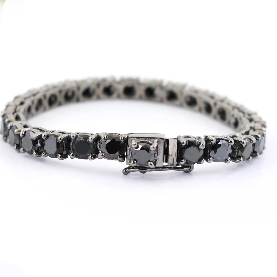 5 mm Black Diamond Tennis Bracelet in 925 Silver, 100% Certified! Very Elegant And Great Brilliance