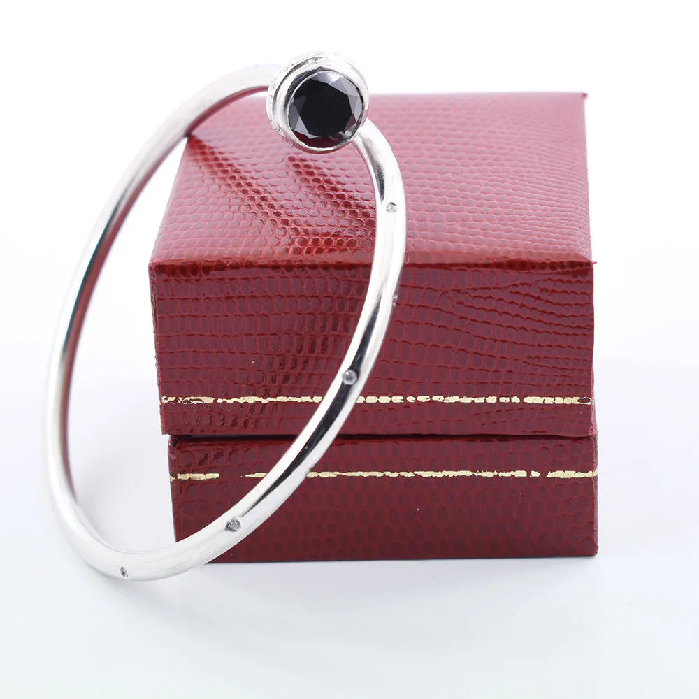 5.10 Carat Black Diamond Bangle Bracelet In Sterling Silver. Gorgeous Look & Great Sparkle