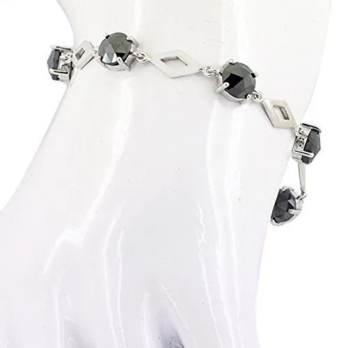 6.00 Cts Designer Black Rose Cut Diamond Bracelet, Great Shine And Luster. AAA Certified