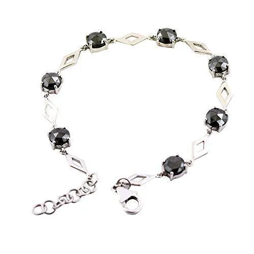 6.00 Cts Designer Black Rose Cut Diamond Bracelet, Great Shine And Luster. AAA Certified
