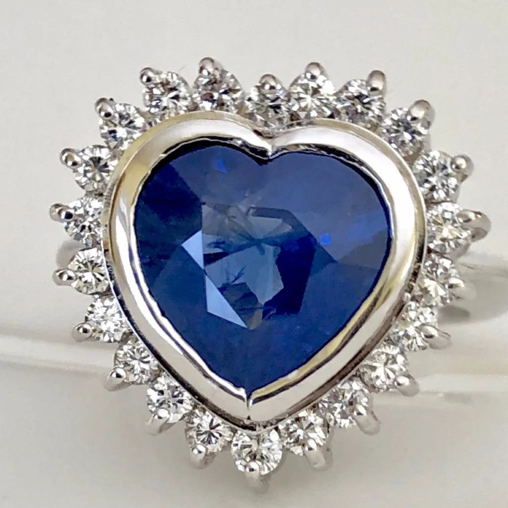 6.35ct Burma Blue Sapphire Diamond Ring Certified 18k