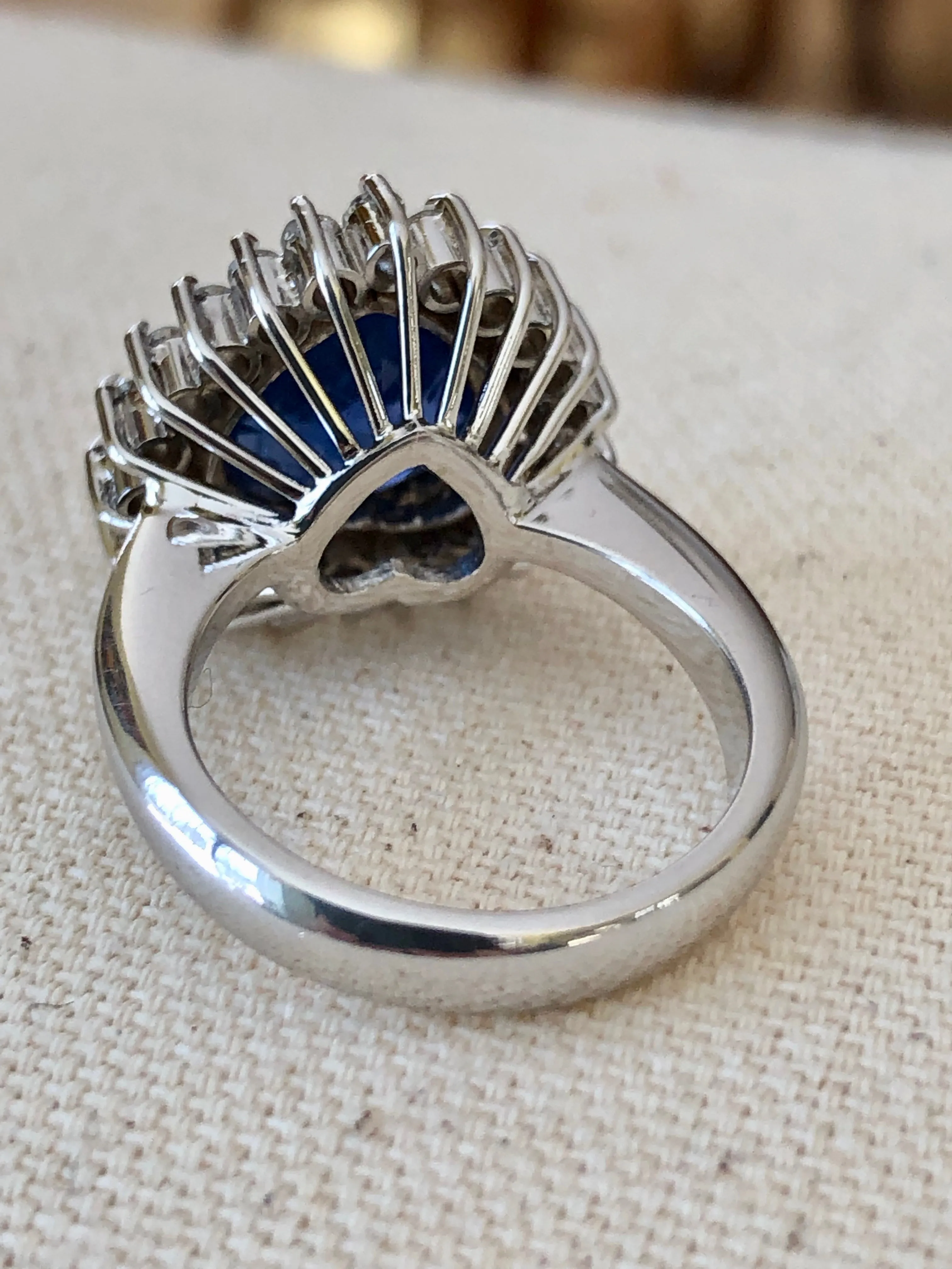 6.35ct Burma Blue Sapphire Diamond Ring Certified 18k