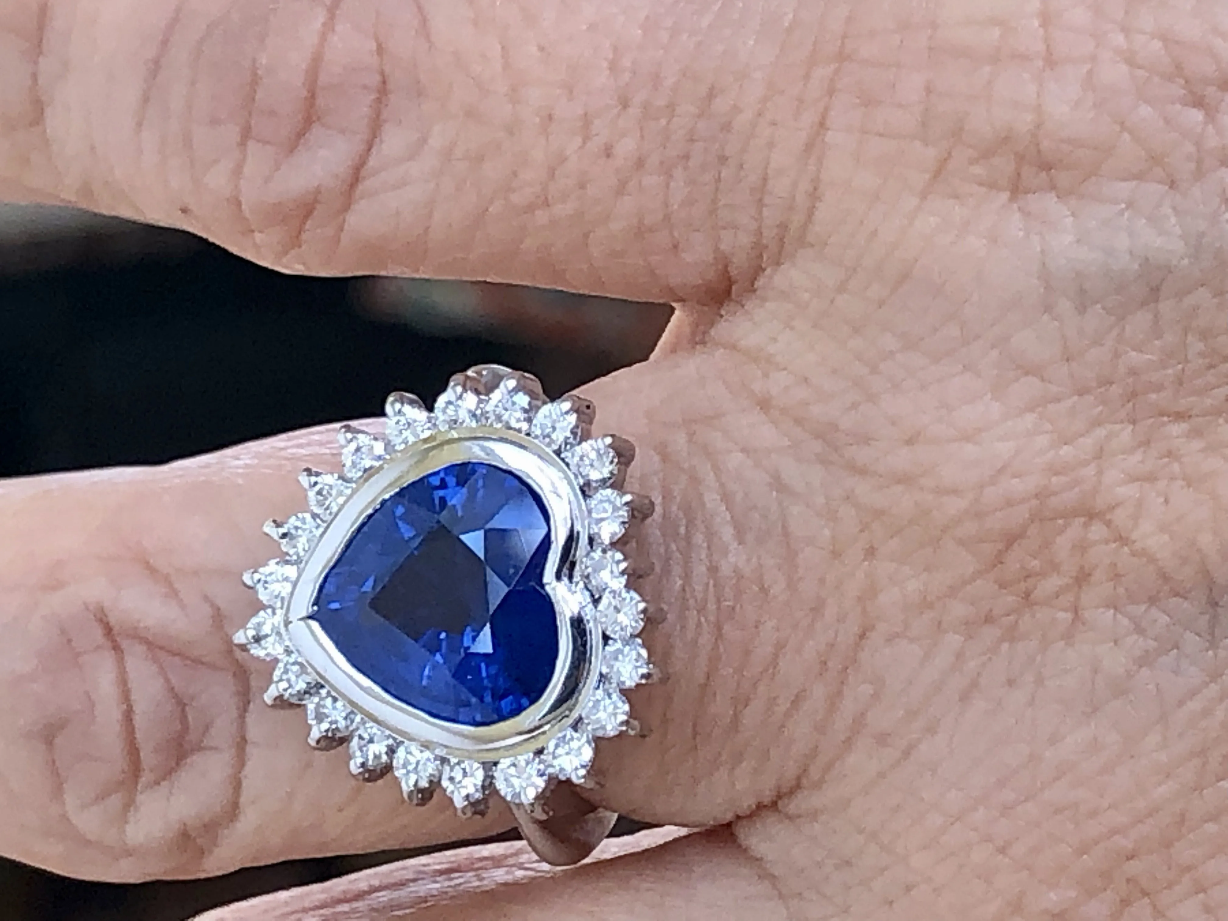 6.35ct Burma Blue Sapphire Diamond Ring Certified 18k