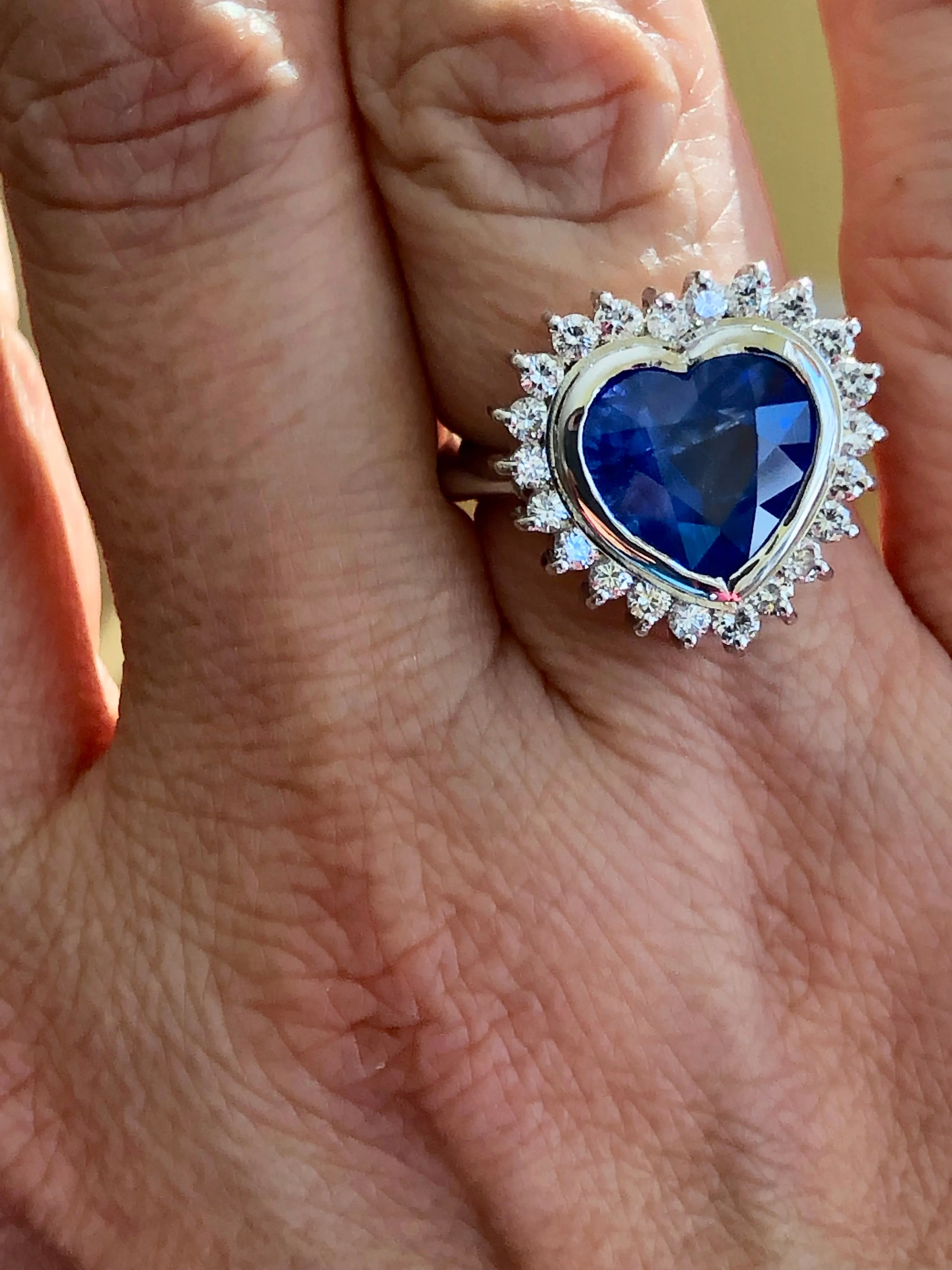 6.35ct Burma Blue Sapphire Diamond Ring Certified 18k