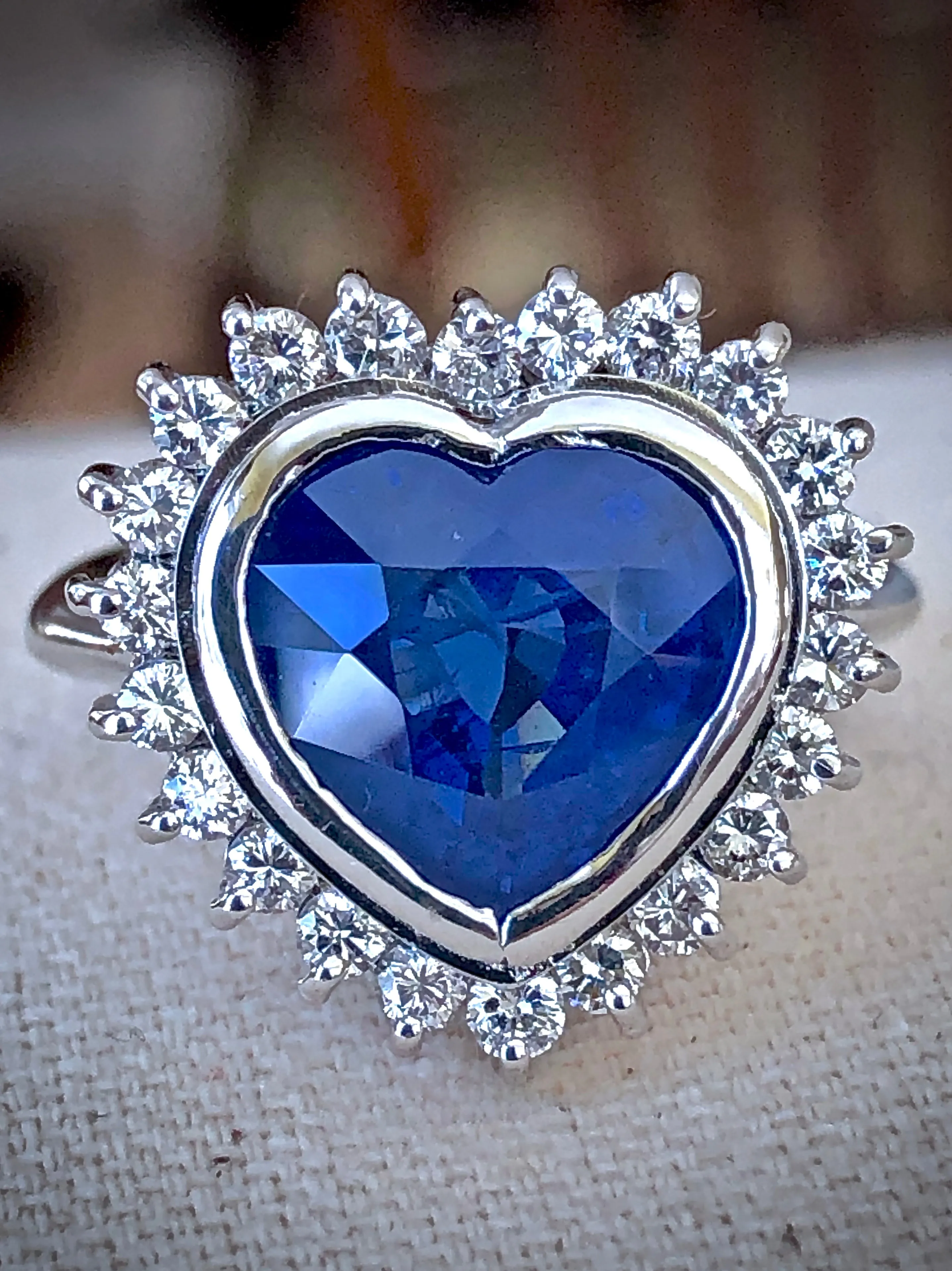 6.35ct Burma Blue Sapphire Diamond Ring Certified 18k