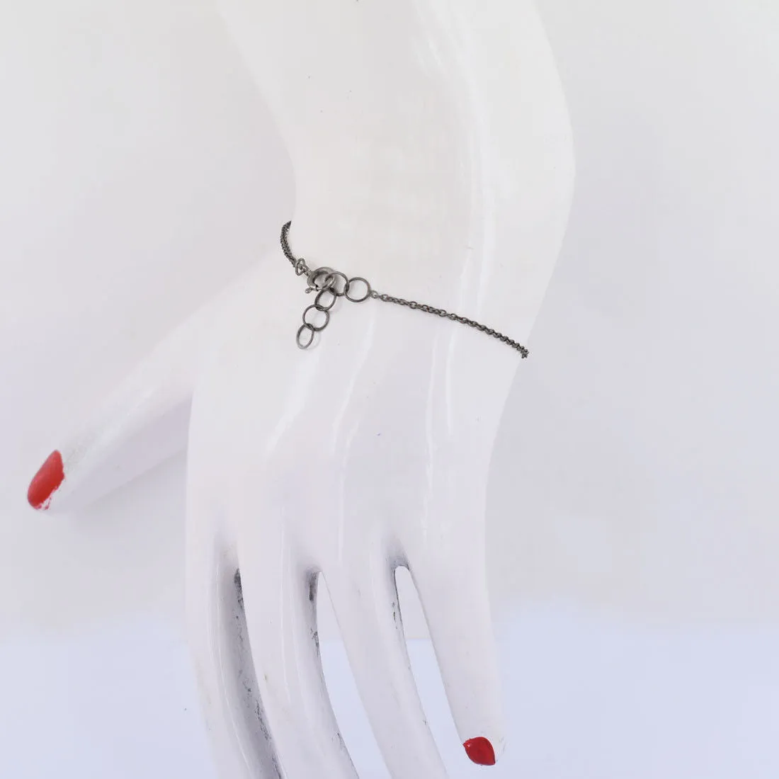 6.95 Ct Cube Shape Certified Black Diamond Silver Chain Bracelet in Black Finish. Ideal Gift for Birthday