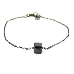 6.95 Ct Cube Shape Certified Black Diamond Silver Chain Bracelet in Black Finish. Ideal Gift for Birthday